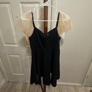 ADY Mesh Pearly Sleeved Mini Dress Sm-Lg (some pearls missing-- not noticeable)